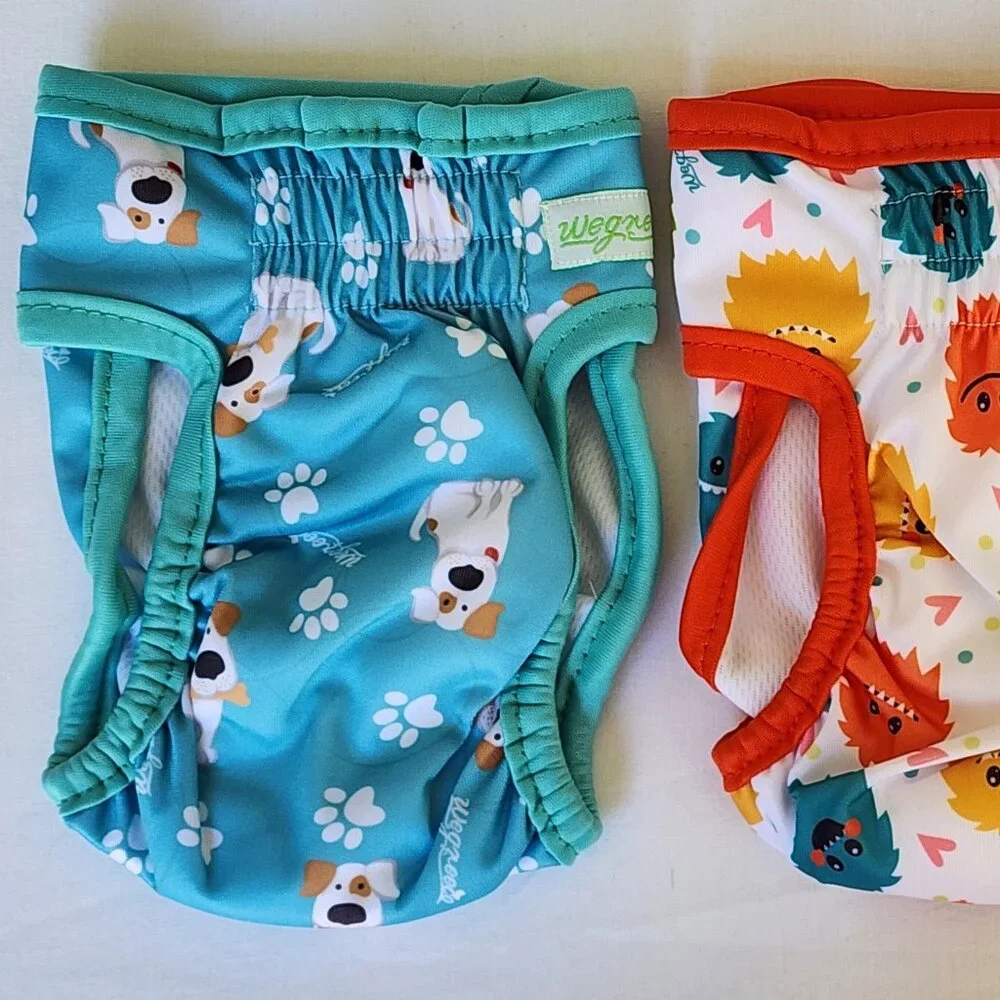 Wegreeco Female Dog Diapers Small (3) Pack Reusable Animal Prints NEW